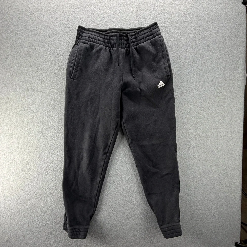 Adidas Mens Fleece Jogger Sweatpants Black Tapered Athletic‎ Pants Size Medium